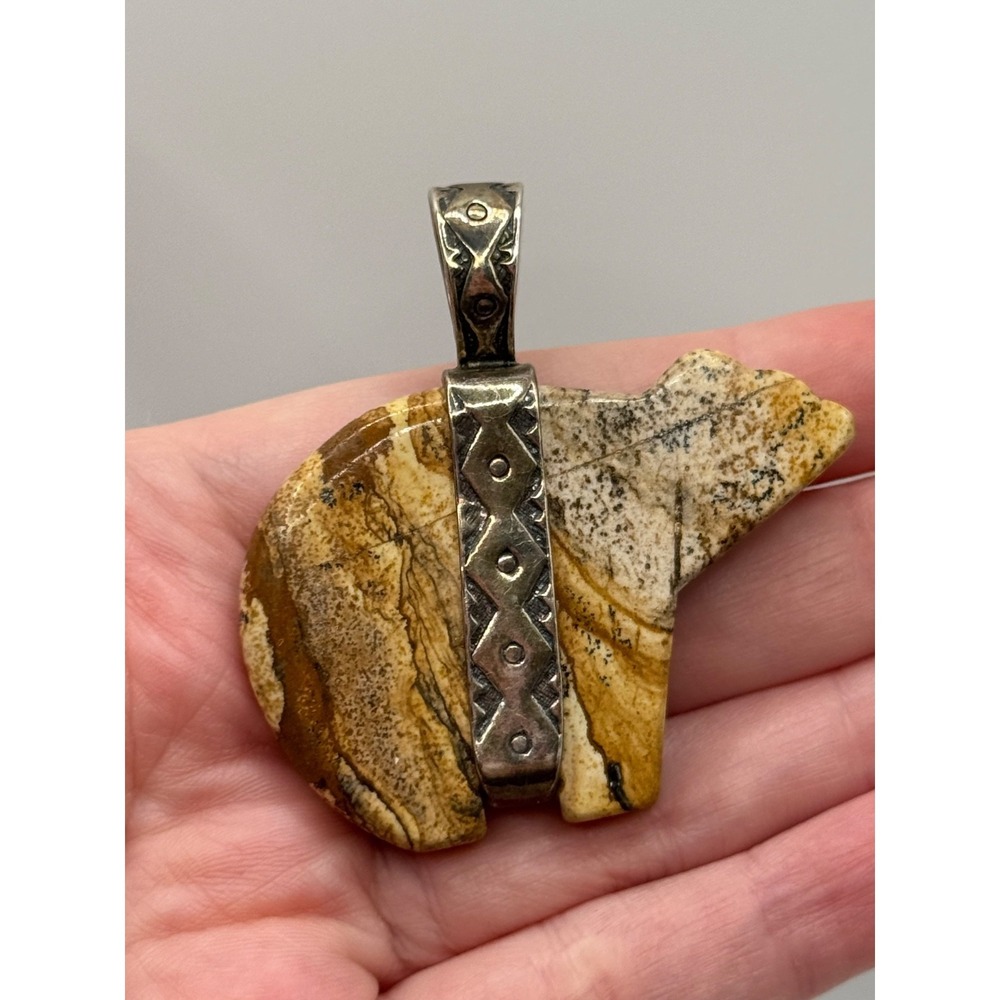 Carolyn Pollack Relios Pendant Southwestern Fetish Spirit Bear Jasper